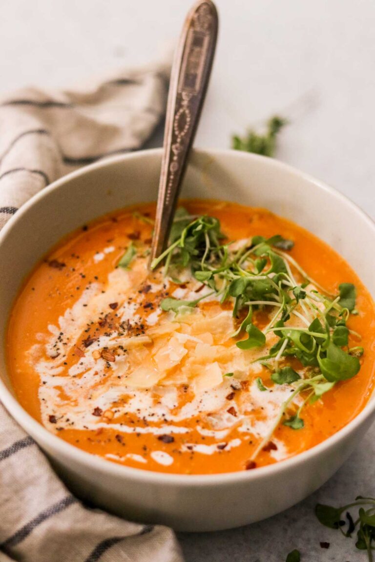 Creamy Butternut Squash and Red Pepper Soup with Coconut Milk
