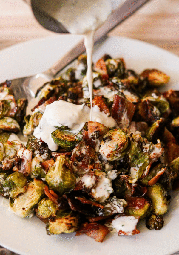 Keto Brussels Sprouts with Bacon Ranch