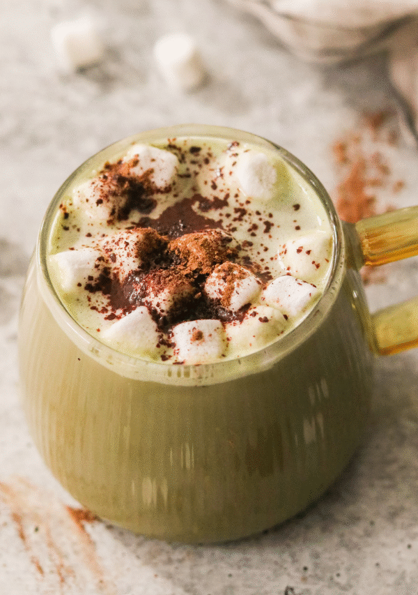 Hot Chocolate Matcha Latte with Almond Milk