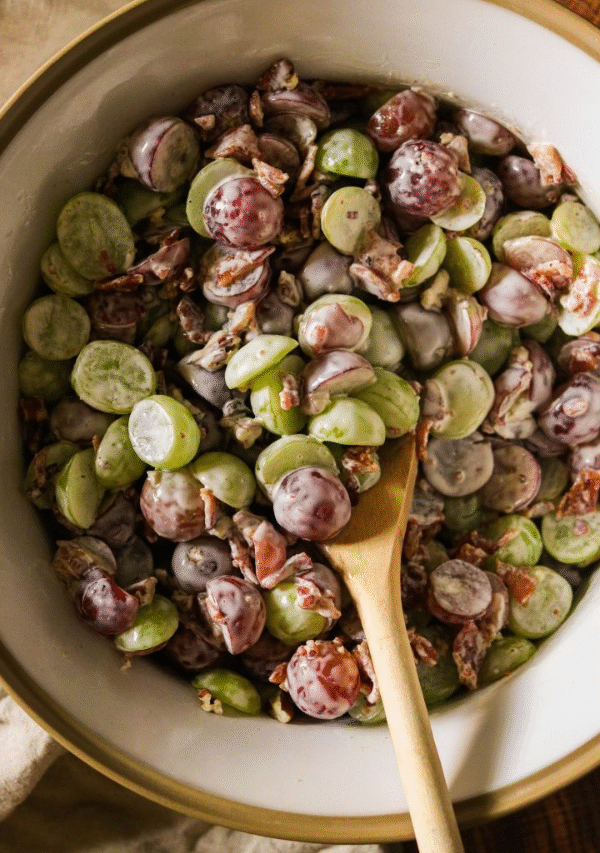 Creamy Grape Salad with Pecans and Bacon