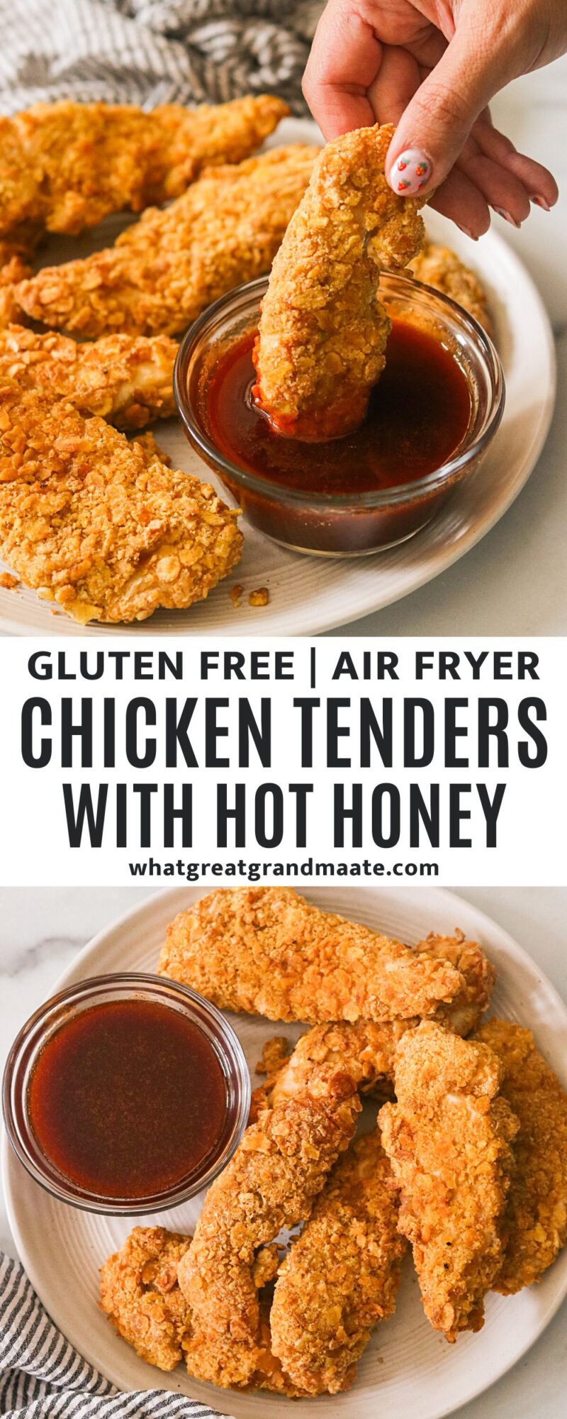 Air Fryer Gluten Free Chicken Tenders with Hot Honey
