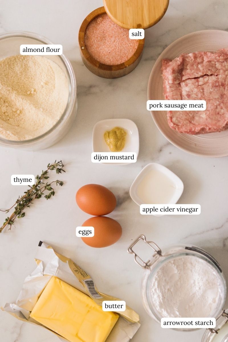 recipe ingredients in small bowls and labeled. 