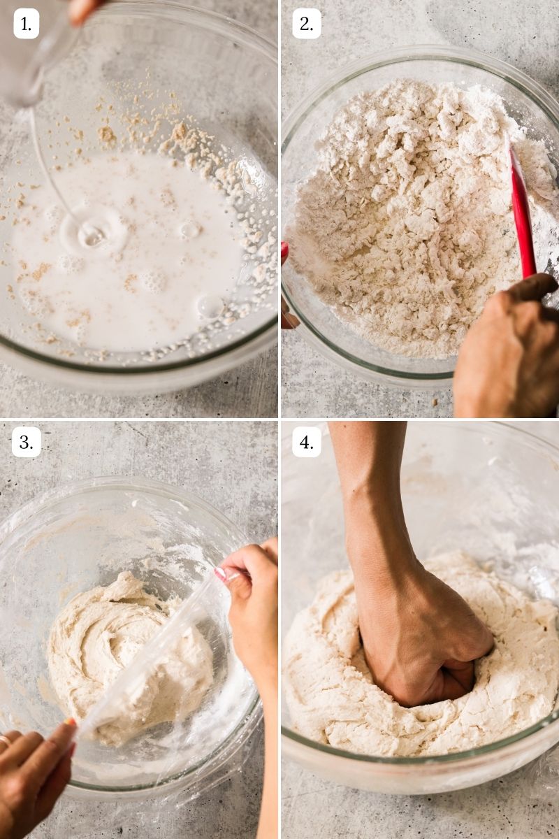 numbered step by step photos showing how to make the dough