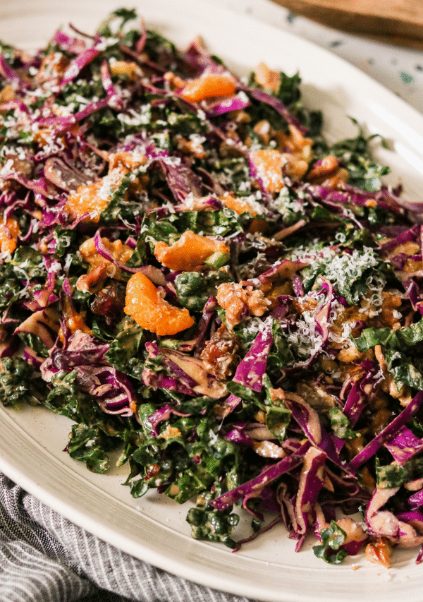 Purple Cabbage Slaw with Parmesan, Dates, and Mandarin Oranges