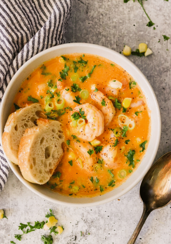 Smooth and Creamy Shrimp and Corn Bisque
