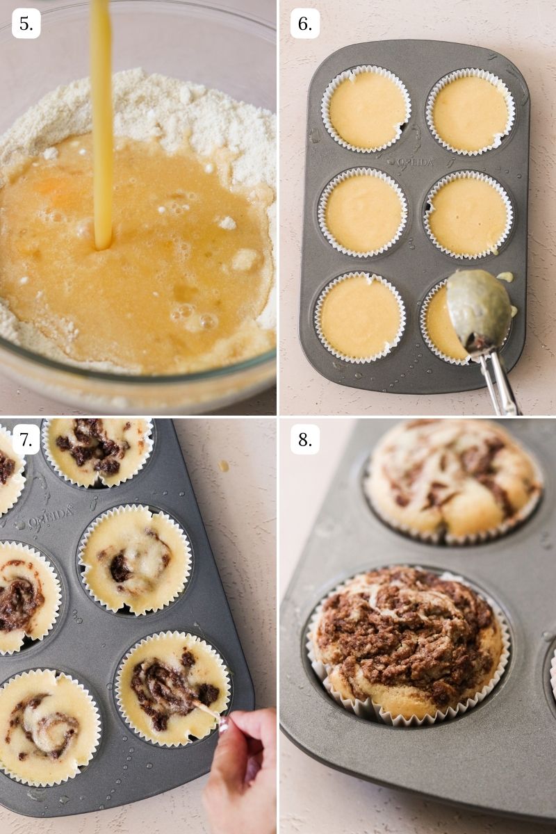 numbered step by step photos showing how to make almond flour muffins. 
