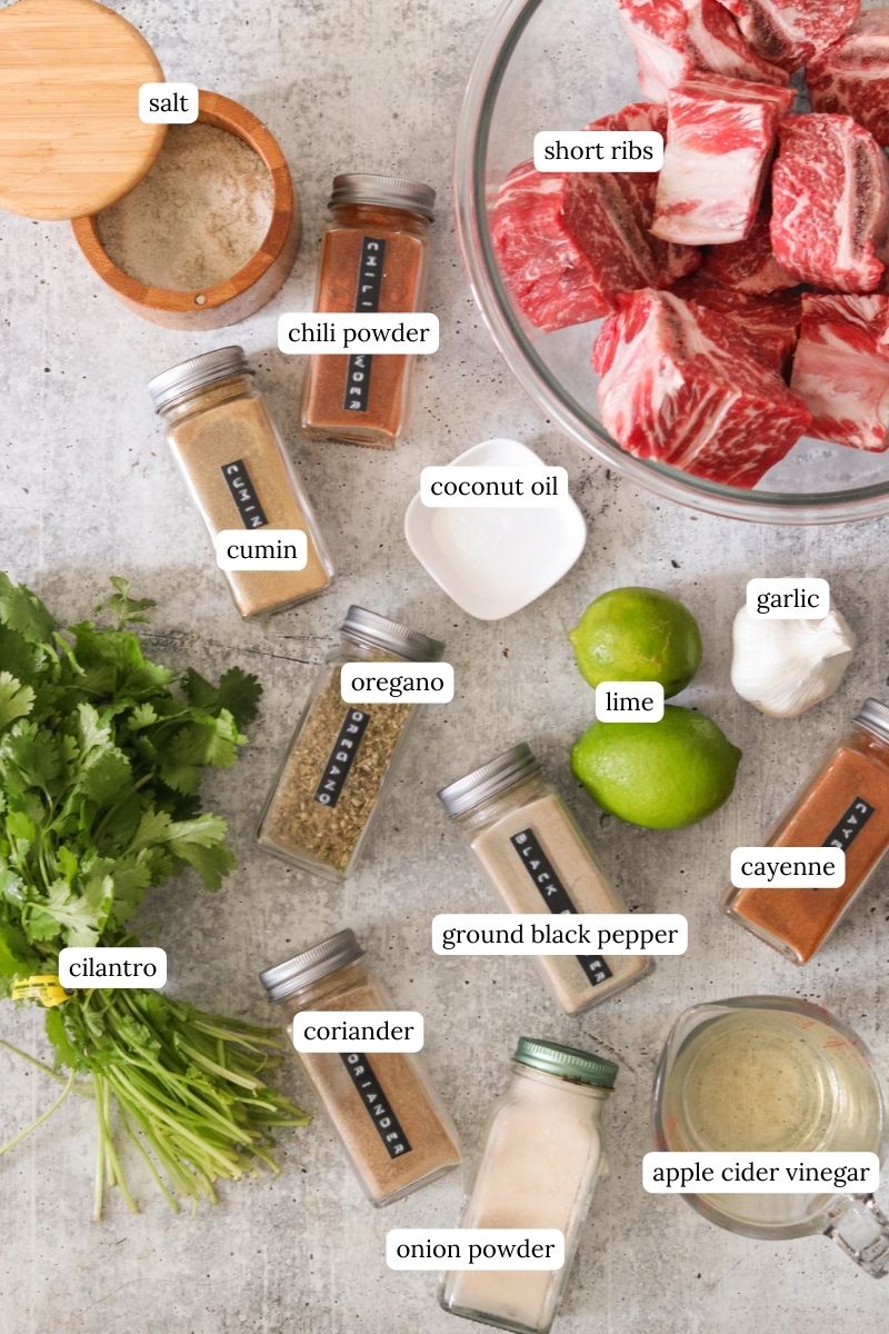 recipe ingredients in nesting bowls and labeled