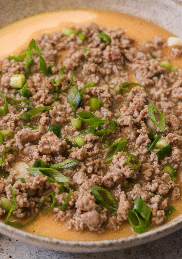 Chinese Steamed Egg with Pork Topping