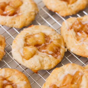 apple danish pastries on a wire cooling rack