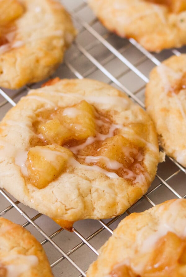apple danish pastries on a wire cooling rack