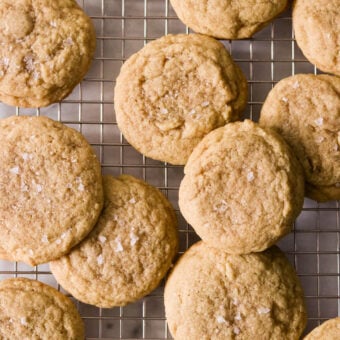 chocolate chipless cookies cooling on a wire rack