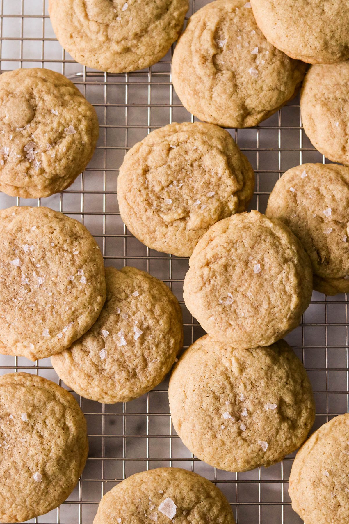 chocolate chipless cookies cooling on a wire rack