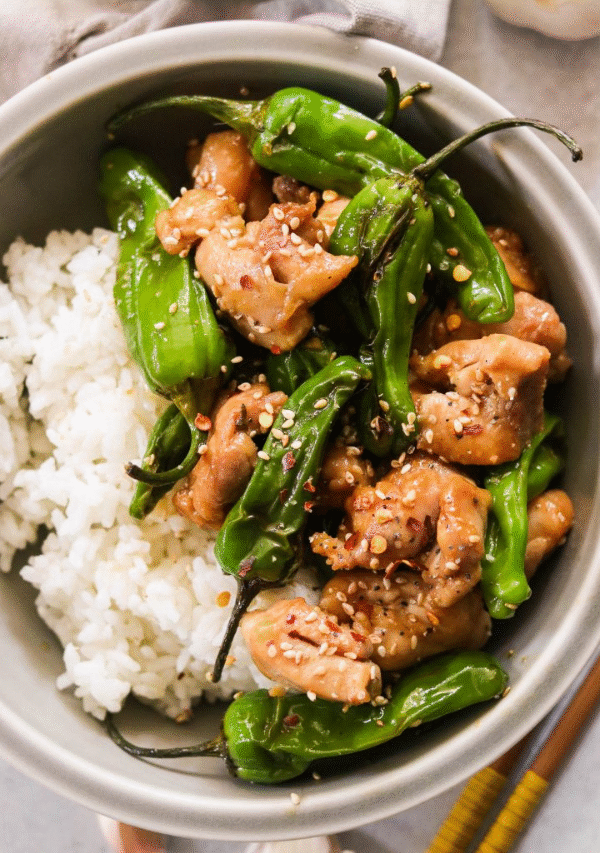 Paleo Mongolian Chicken with Shishito Peppers