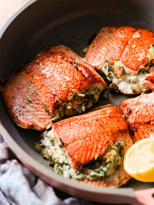 Creamy Spinach Stuffed Salmon