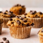 sweet potato muffins with chocolate chips on a counter