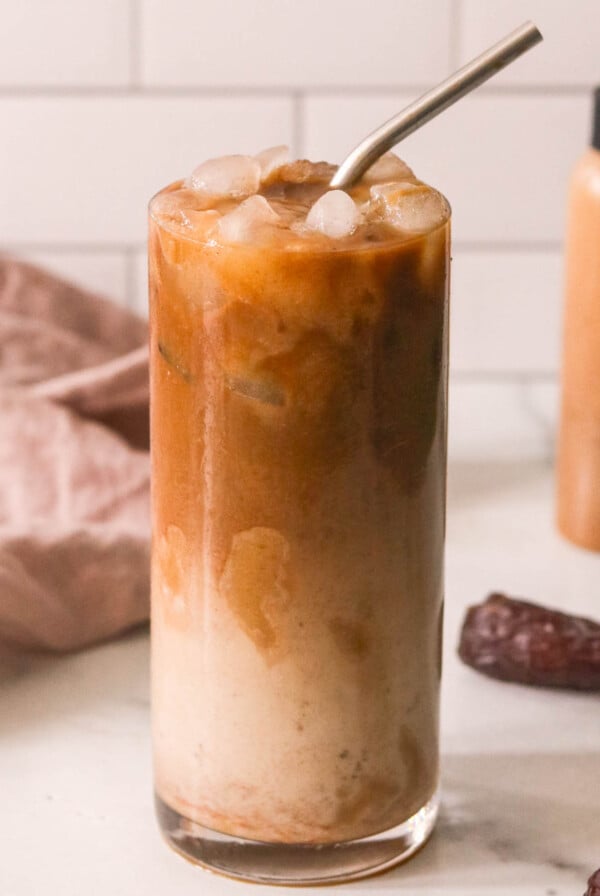 iced caramel macchiato in a glass