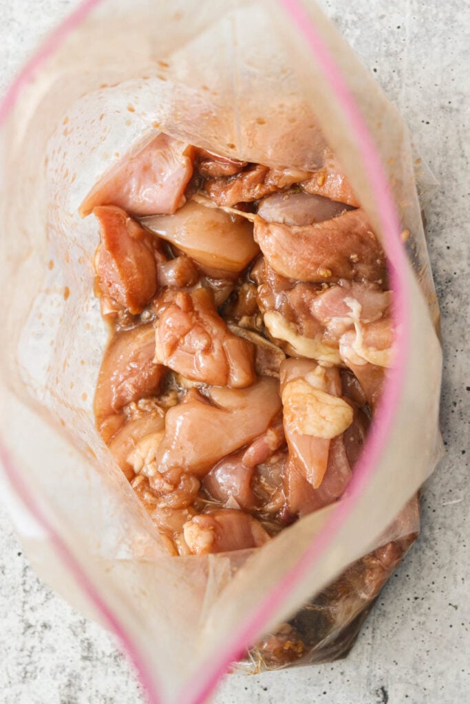 raw chicken in a bag with marinade 