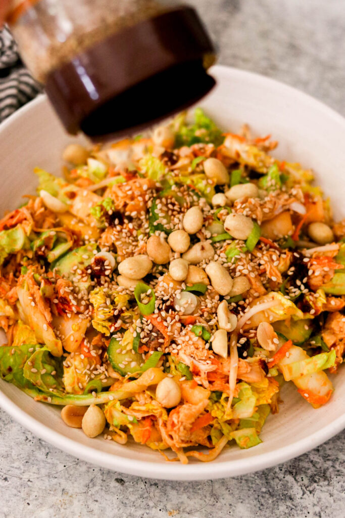 Finished bang bang chicken salad ready to serve