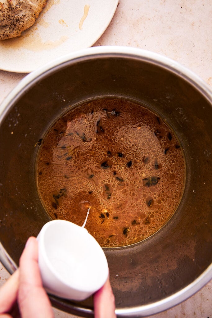 making gravy in the bottom of the instant pot. 