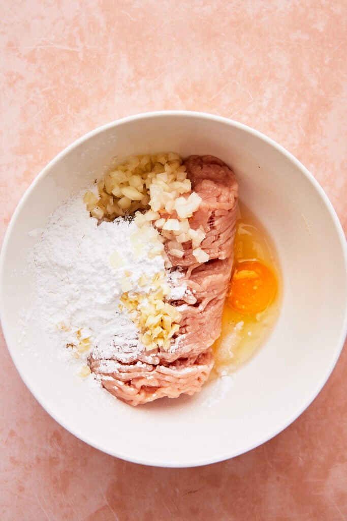 meatball ingredients in a bowl before combining