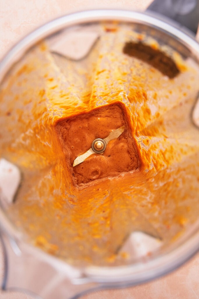sticky asian sauce in a blender