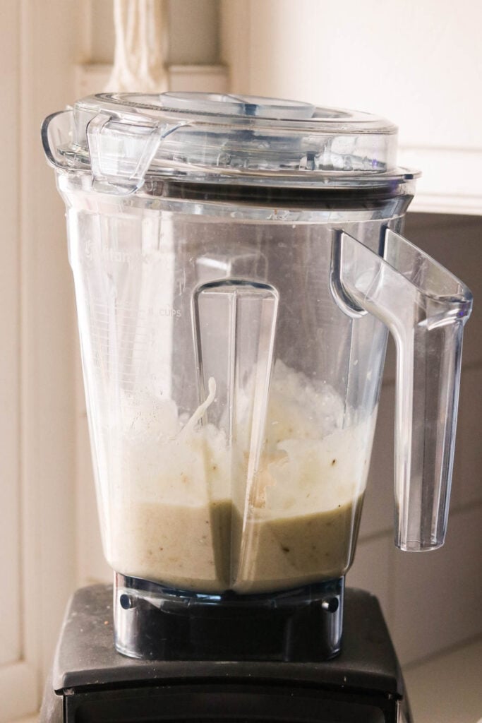 a blender filled with bananas