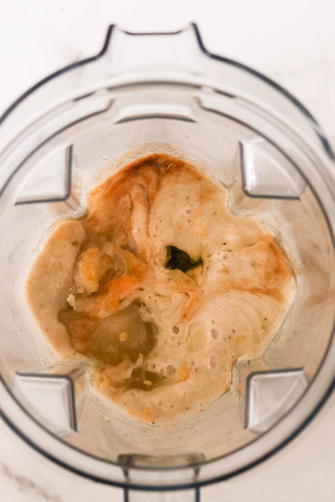 blended banana with eggs and wet ingredients 