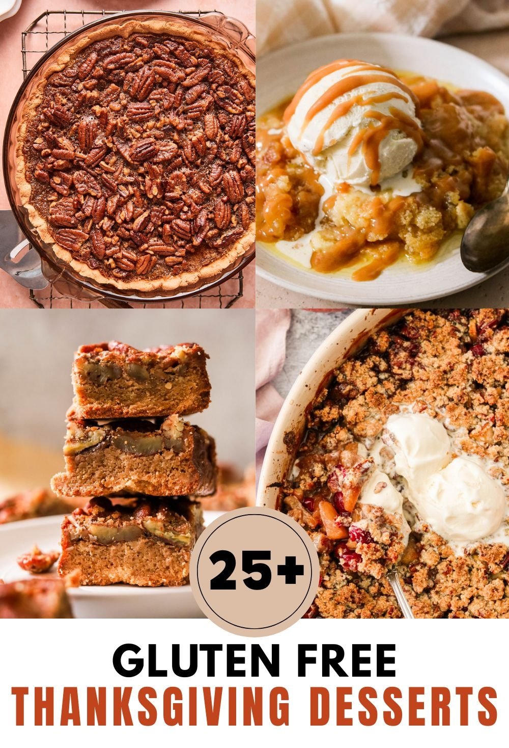 A collage of gluten free Thanksgiving Desserts