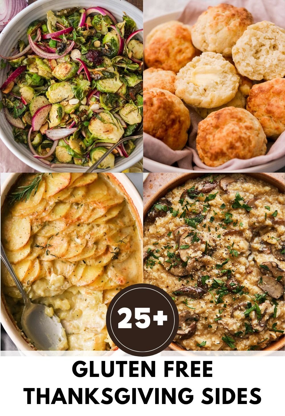 A collage with text: 25+ gluten free thanksgiving sides