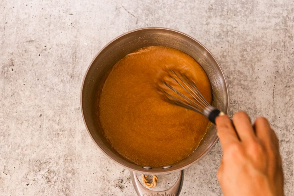melting butter and sugar in a sauce pan to make toffee