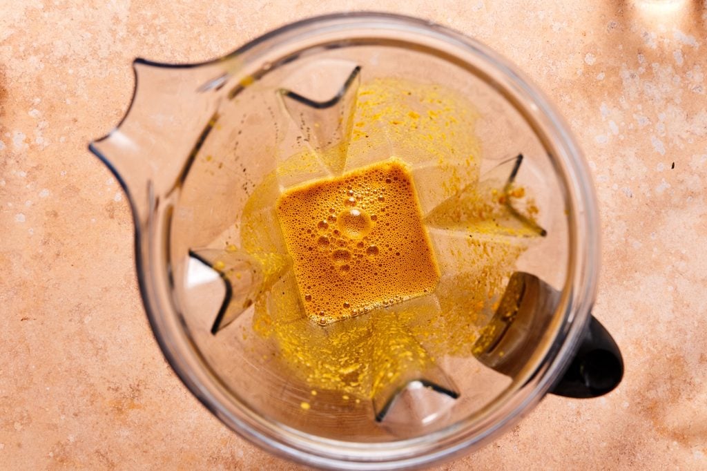 Curry sauce combined in a blender